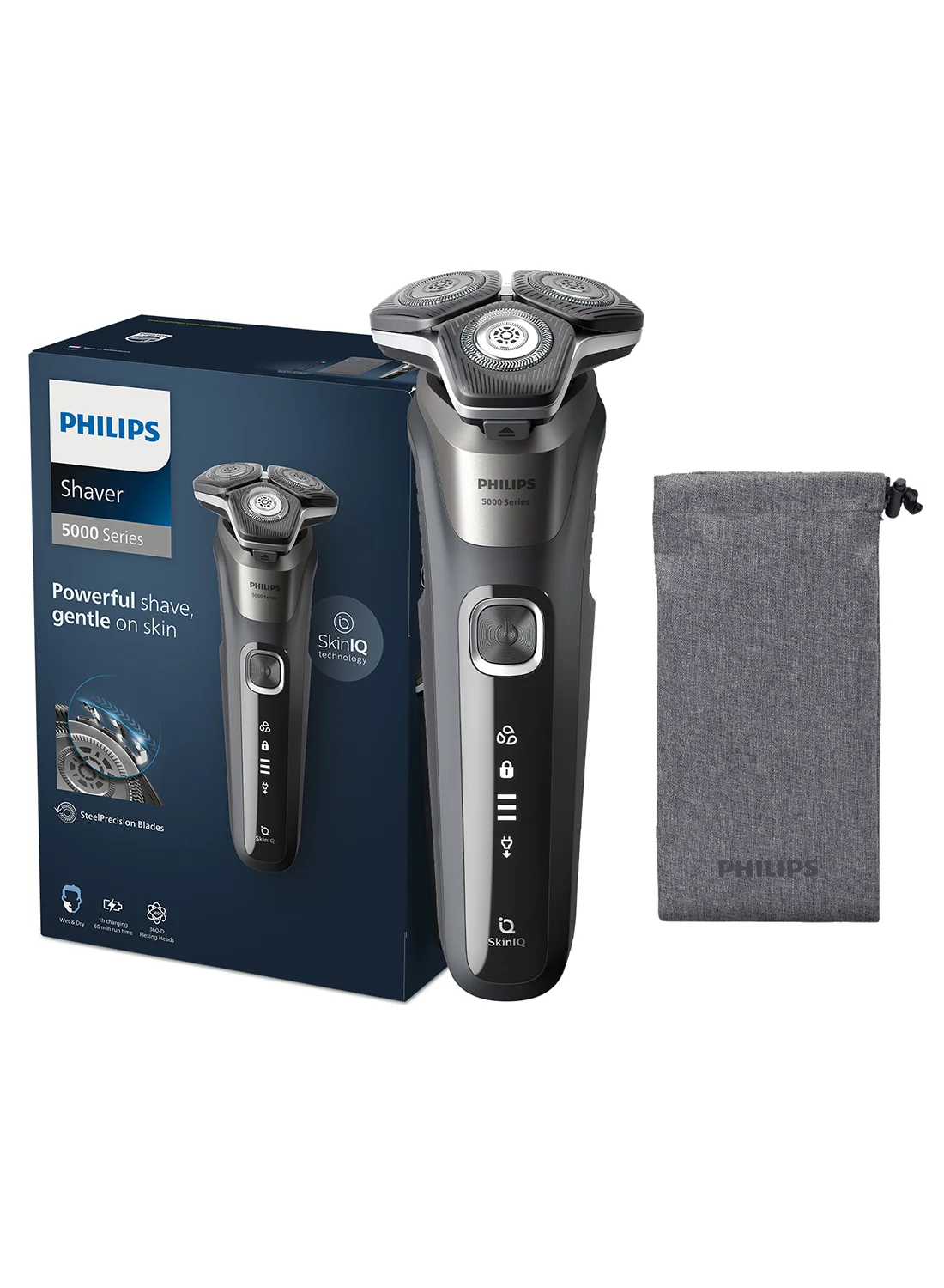 Professional Electric Shaver Wet & Dry Cordless Grooming Tool with Flexible Heads and Travel Case (Carbon Grey) jc4xa