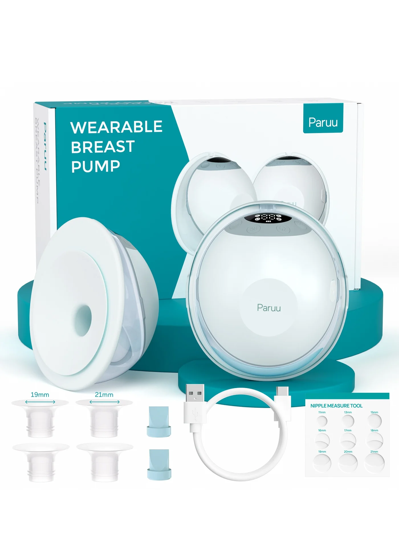 Wearable Electric Breast Pump Hands-Free Portable Nursing Device with LED Display (4 Modes, 12 Suction Levels, Pack of 2) kpujx