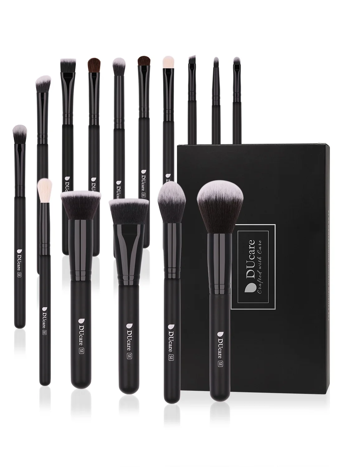 DUcare 15 Piece Professional Makeup Brush Set Premium Synthetic Kabuki Foundation and Eyeshadow Brushes (Black, 15 Piece) wynqs
