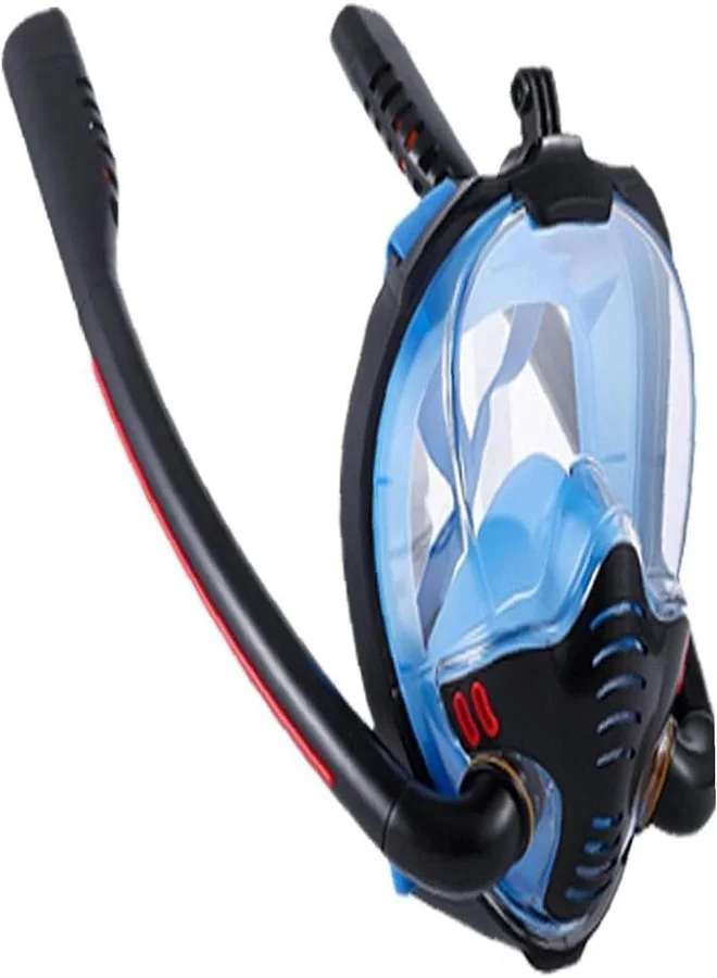 VBM Full Face Snorkel Mask with Dual Breathing Tubes and Camera Mount 180¡ã Panoramic View Anti-Fog Snorkeling Gear (Black, S/M) q55fl