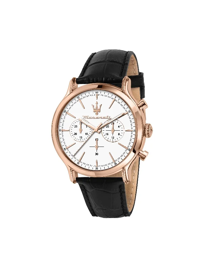 Premium Chronograph Analog Watch with Leather Strap for Men (Quartz Movement, 42mm) kfmkm