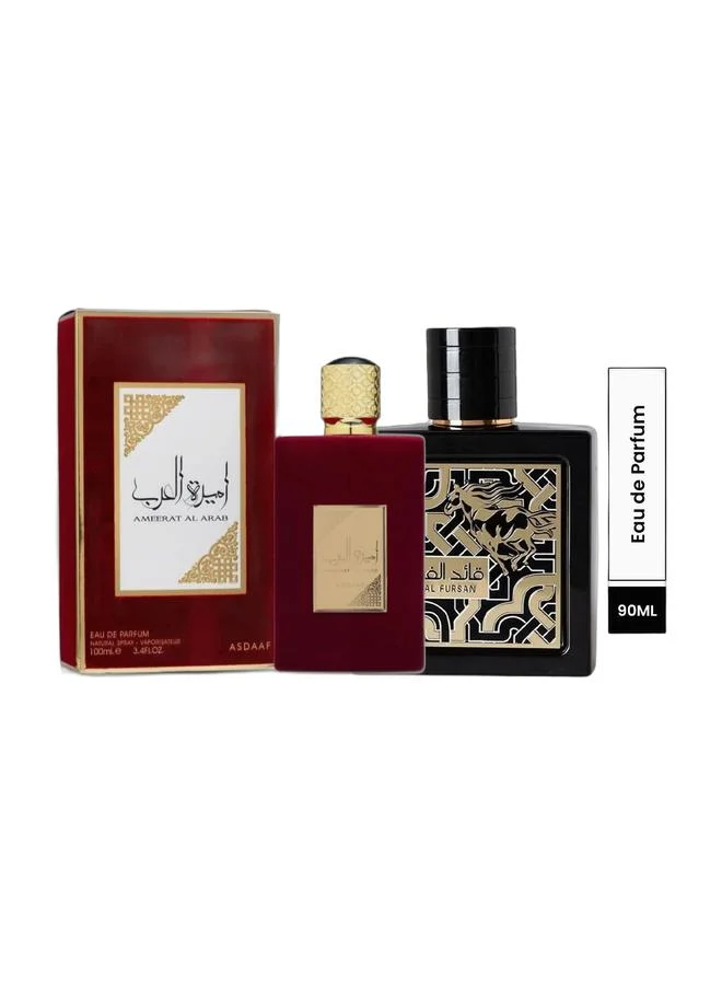 Lattafa Fragrance Duo Set Qaed Al Fursan EDP 90mL and Ameerat Al Arab EDP 100mL for Men and Women m5ejs
