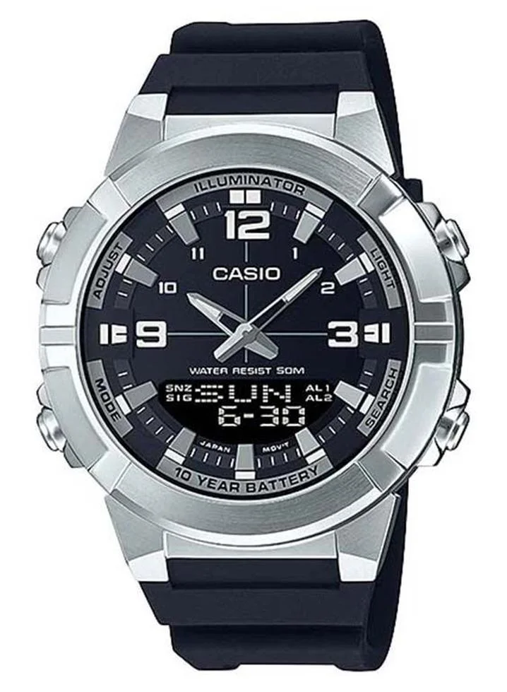 Premium Analog Digital World Time Sports Watch Resin Strap (Black, 52 mm) for Men x97f5