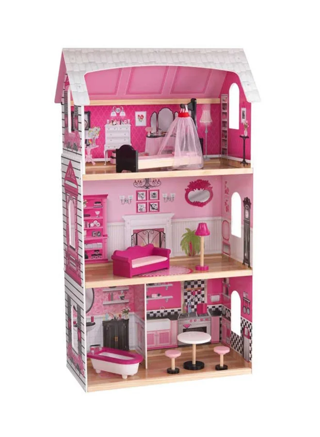 Bonita Rosa Dollhouse Premium Wooden Play Set for Kids (Pink, 115 cm) pg50f