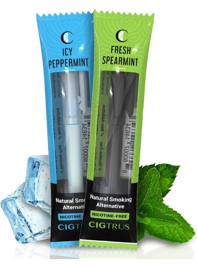 Cigtrus Natural Nicotine-Free Smoking Alternative Inhaler, Non-Electric Craving Relief Aid (Peppermint & Spearmint, 2 Pack) d1slf