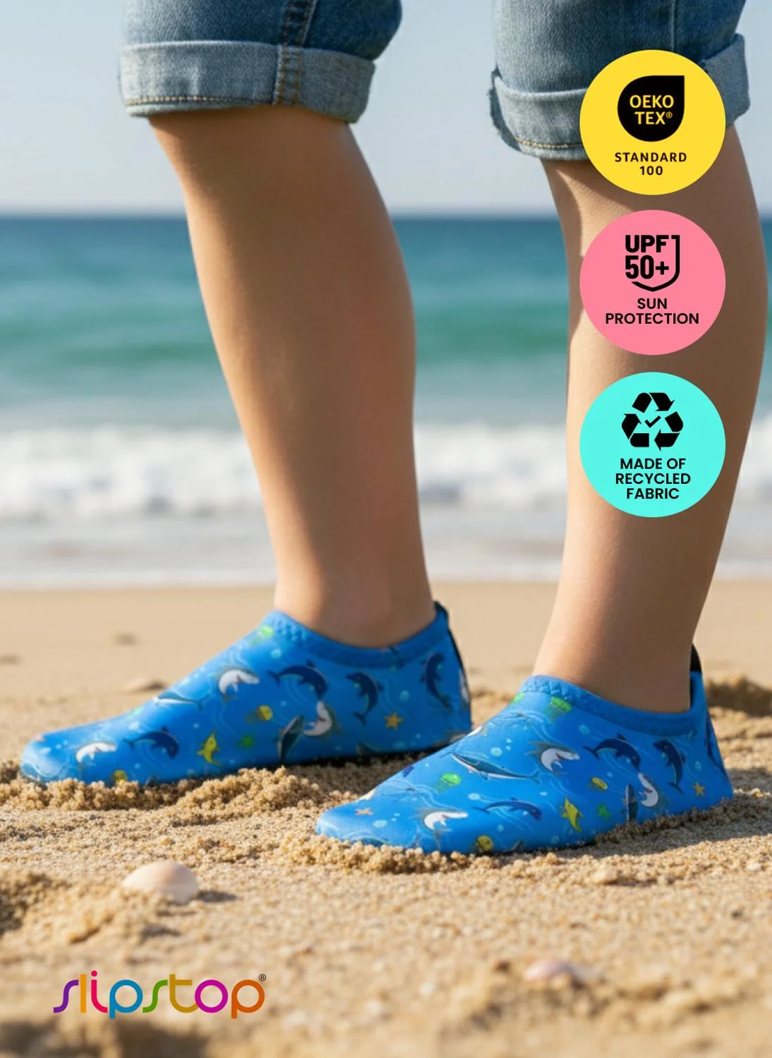Premium Non-Slip Water Shoes for Kids Lightweight Quick-Dry Beach Footwear for Swimming and Pool Play (Olympos Pattern, Kids) puqje