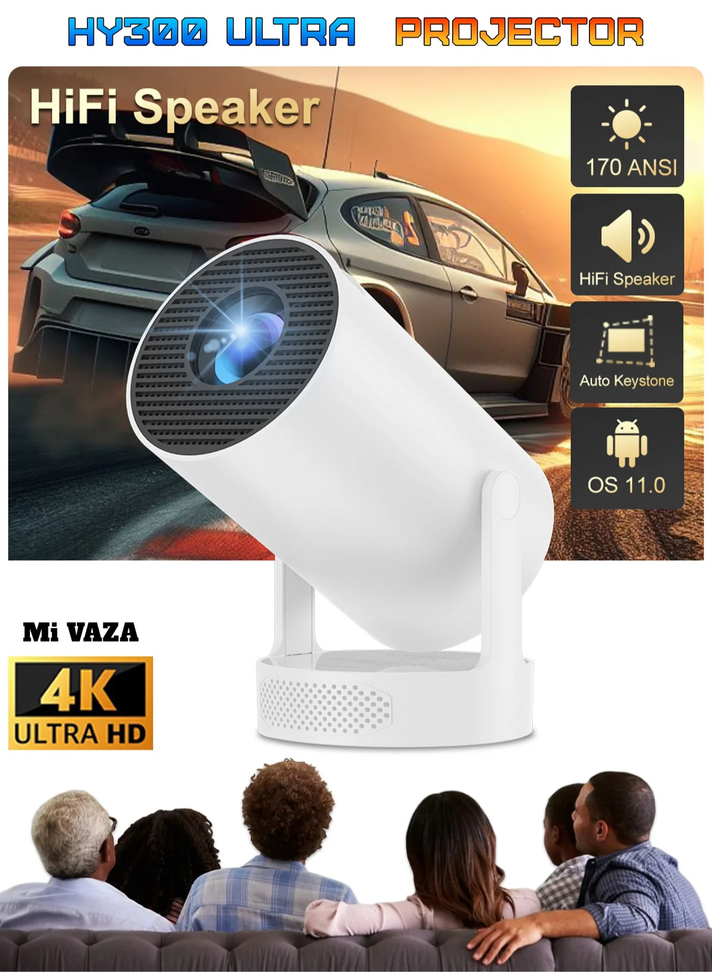 Mi VAZA Smart LCD Projector 720P Native HD Home Theater System with Wi-Fi 6 Bluetooth 5.0 and Android 11 OS (170 ANSI Lumens) vi9sr