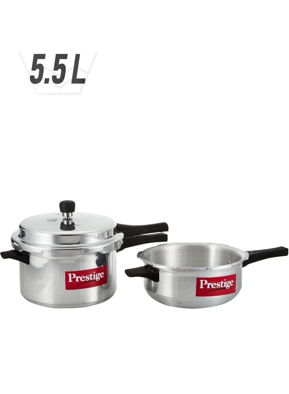 Premium Aluminium Pressure Cooker Set (5.5L and 2.5L, 2-Piece Kitchen Cookware) 63o0a