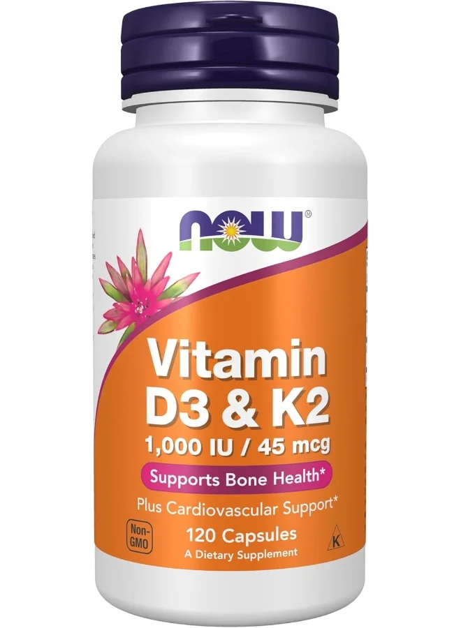 Now Foods Vitamin D-3 and K-2 Supplement for Bone and Cardiovascular Support (120 Veg Capsules) z35mi