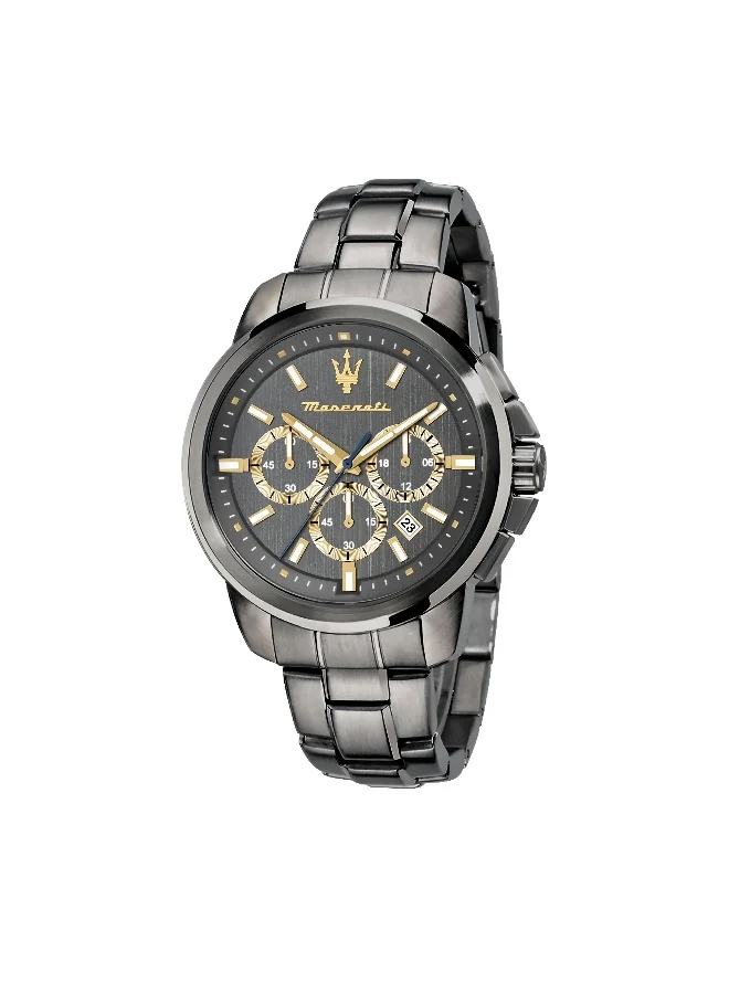Premium Chronograph Men's Watch Stainless Steel Quartz Analog Timepiece (Silver, 44 mm) jfaem
