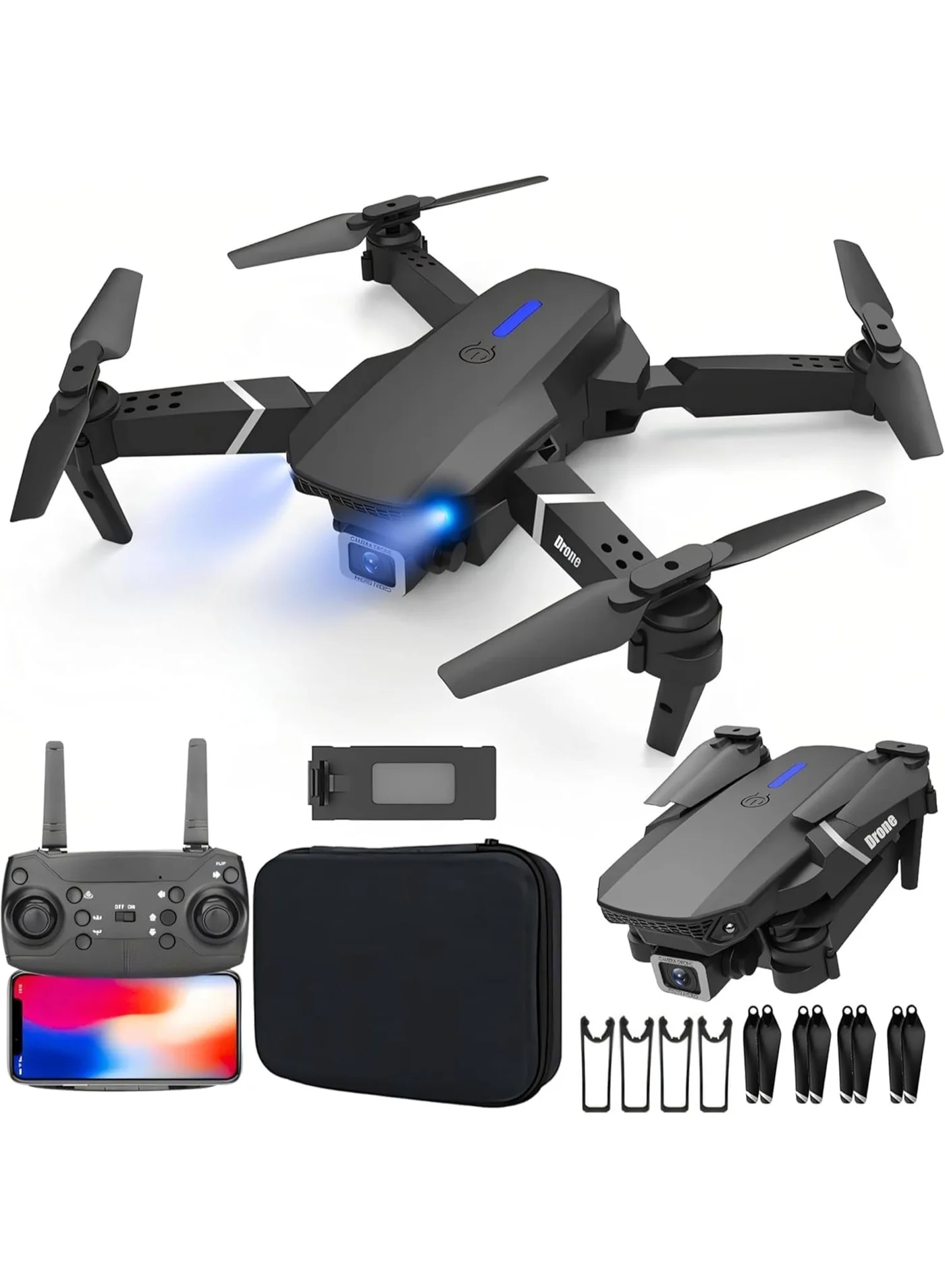 ARGT Foldable 4K Dual Camera Drone RC Quadcopter with Altitude Hold and Headless Mode (1 Battery, Storage Bag Included) orgj4