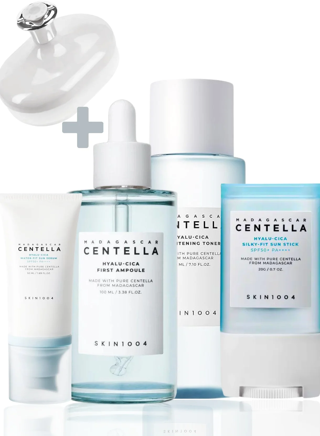 SKIN1004 Madagascar Centella Hyalu-Cica Full Skincare Set (Sun Serum, Toner, Sun Stick, Ampoule, 380mL) b41jl