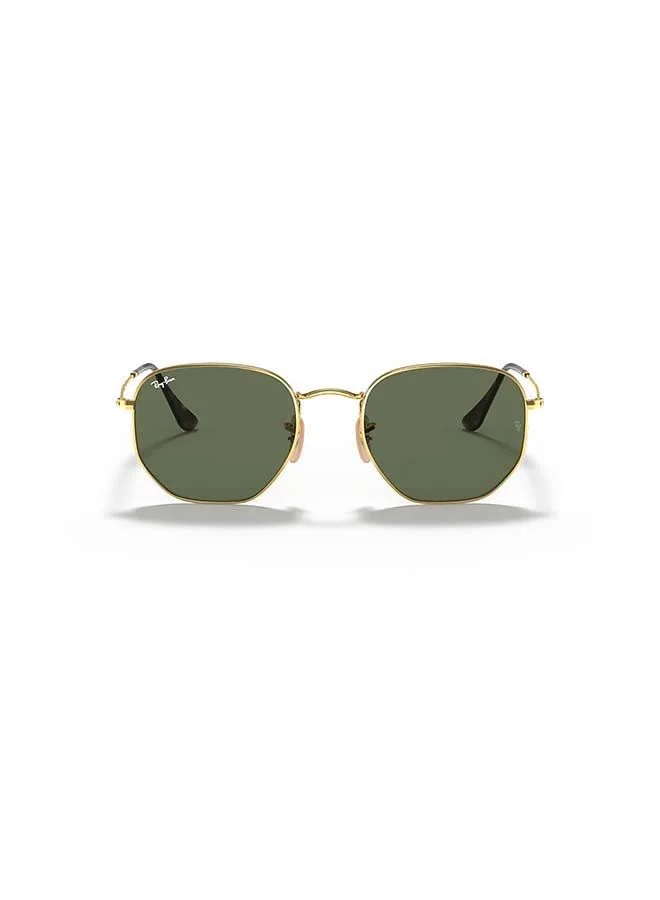 Premium Hexagonal Flat Lens Sunglasses UV Protection Metal Frame (Gold, 51 mm) s0ysz