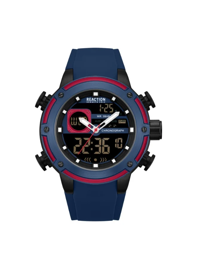 Premium Men's Analog Digital Sport Watch with Blue Dial and Silicone Strap (56.2mm) t1pg0