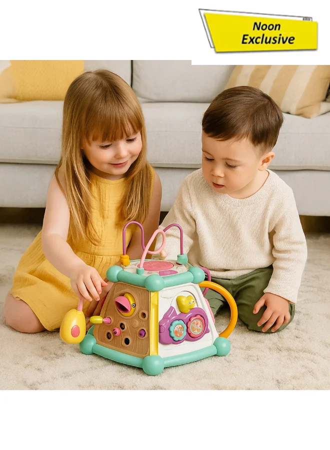 COGNIKIDS 7-In-1 Baby Activity Cube Educational Sensory Learning Box with Music and Lights (Toddler Montessori Toy) 1ngpg