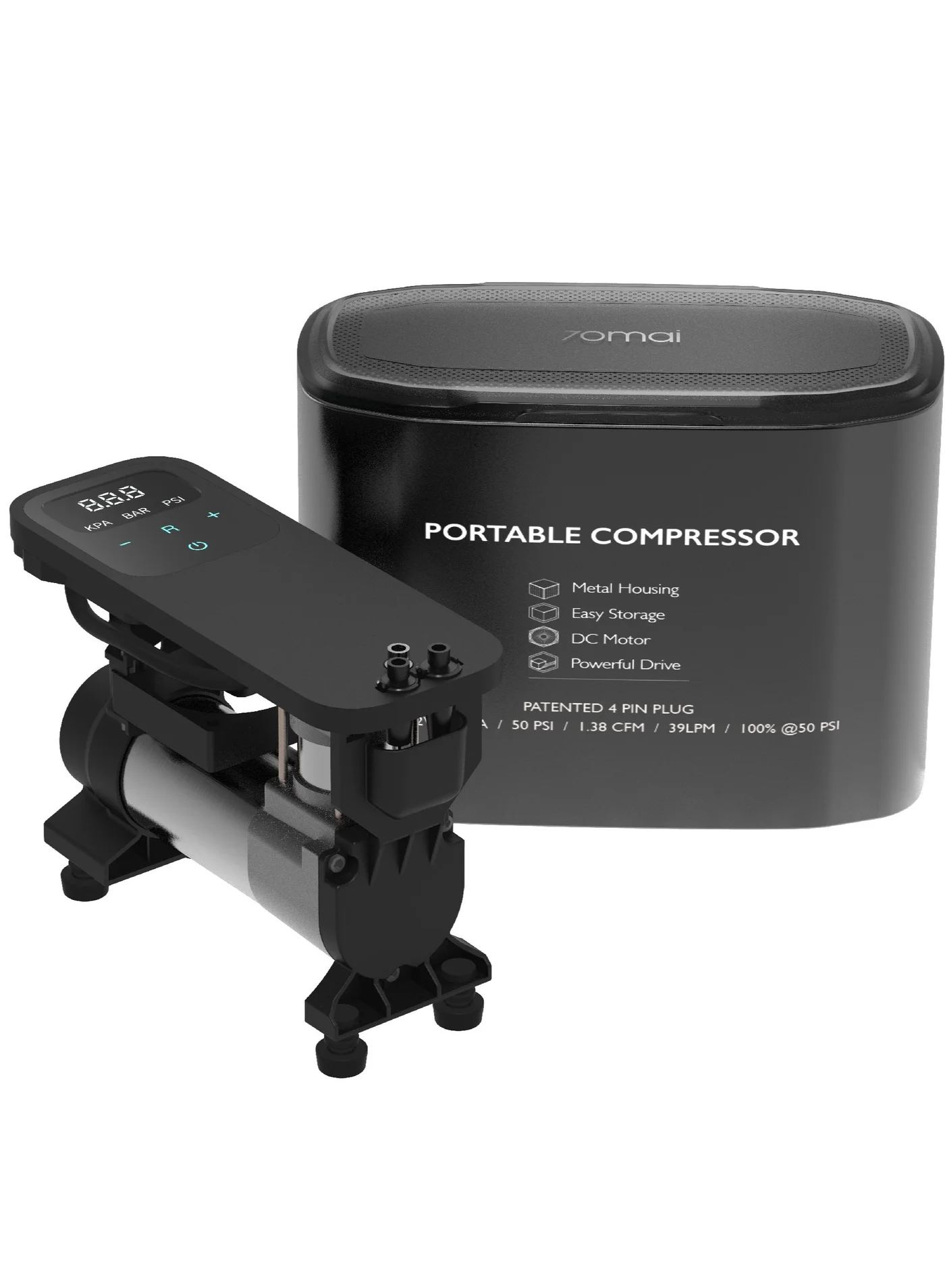 70mai Air Compressor Tire Inflator TP01 Heavy Duty Portable Tyre Pump with Metal Storage Case (Black) 9hdqg
