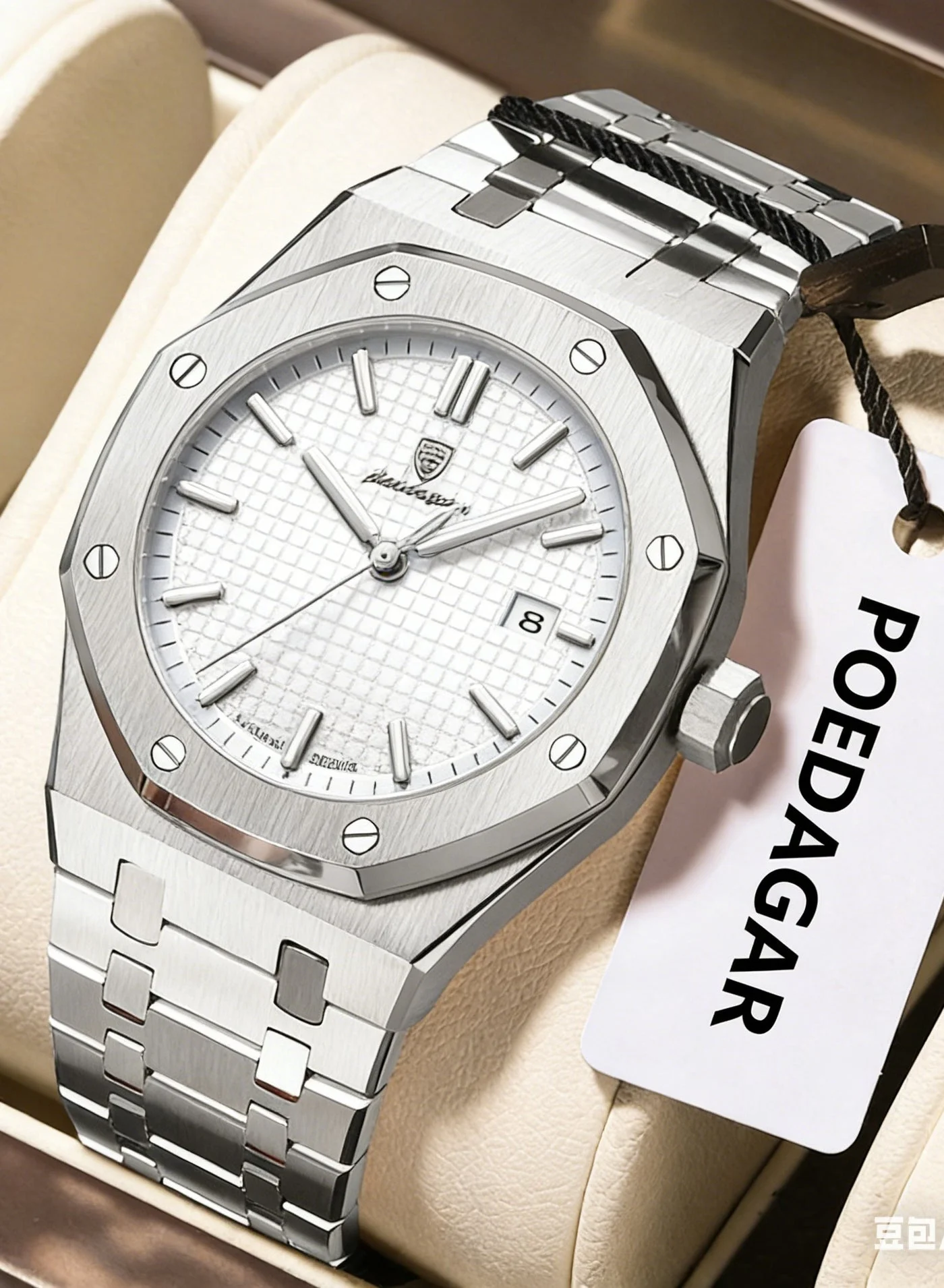 POEDAGAR Men's Quartz Wrist Watch Stainless Steel Band Luminous Waterproof Analog Timepiece for Men fb1zg