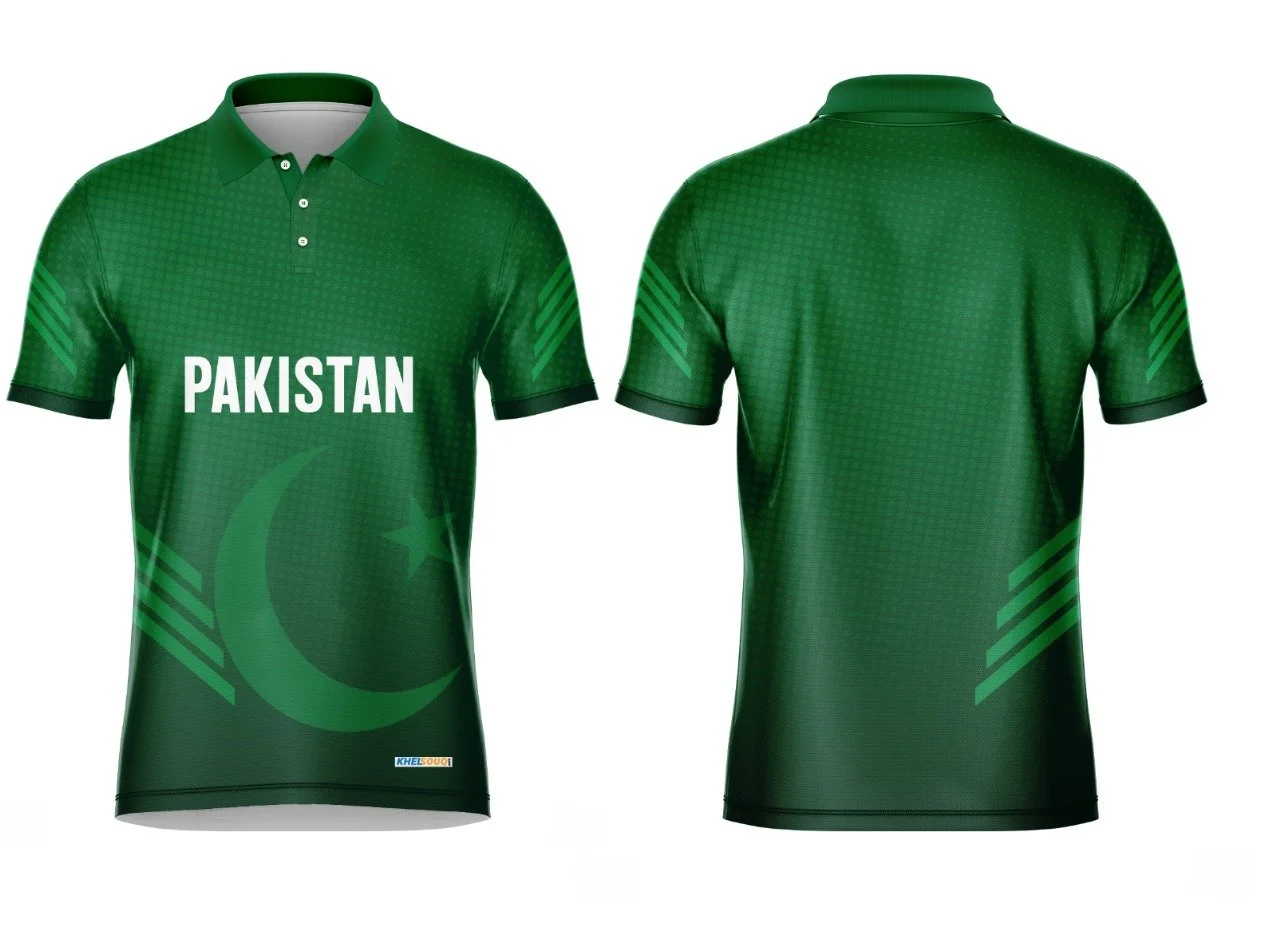 Khelsouq Pakistan Cricket Fan Jersey Premium Breathable Sportswear (Green, Adult) 74kmd