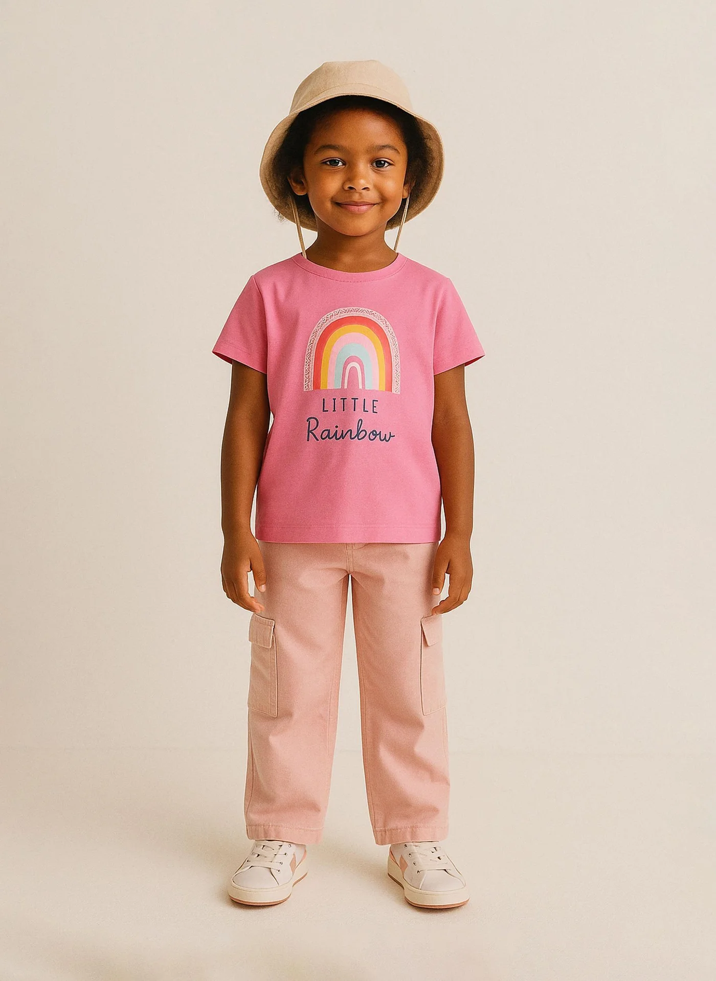 MINOTI Girls Wide Leg Cargo Trousers Premium Cotton Casual Pants (Pink, 128 cm) oco95