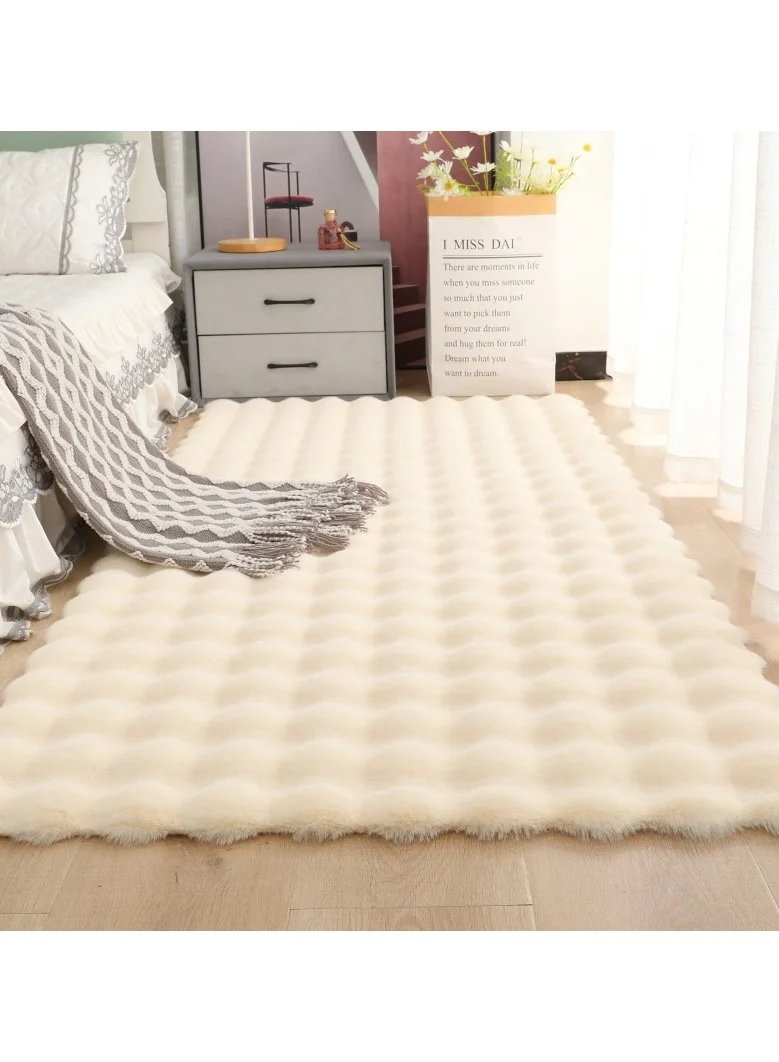 VUCATIN Soft Area Rug Faux Rabbit Fur Shaggy Floor Mat Non-Slip Machine Washable for Bedroom Living Room (White, 120 x 160 cm) dcnn4
