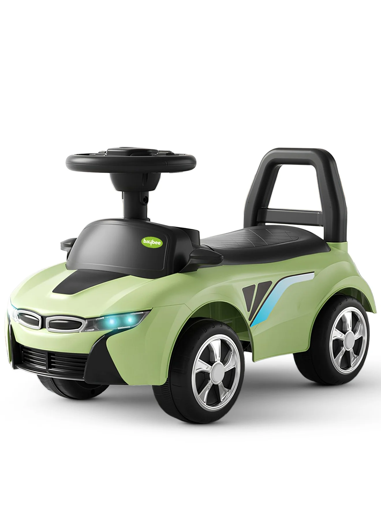 BAYBEE Kids Ride-On Push Car with Music and Lights, Premium Toddler Foot-to-Floor Vehicle with Backrest and Storage (Green, 1-3 Years) fecp9