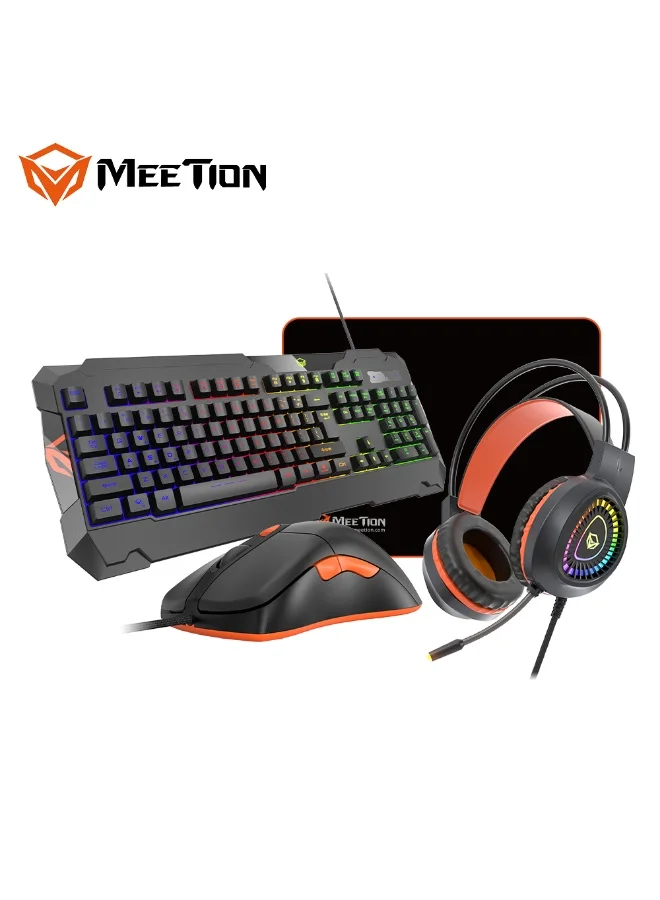 Gaming Peripheral Combo Set with Backlit Keyboard, Precision Mouse, Stereo Headset, and Mouse Pad (4-in-1, Wired) ot2jw