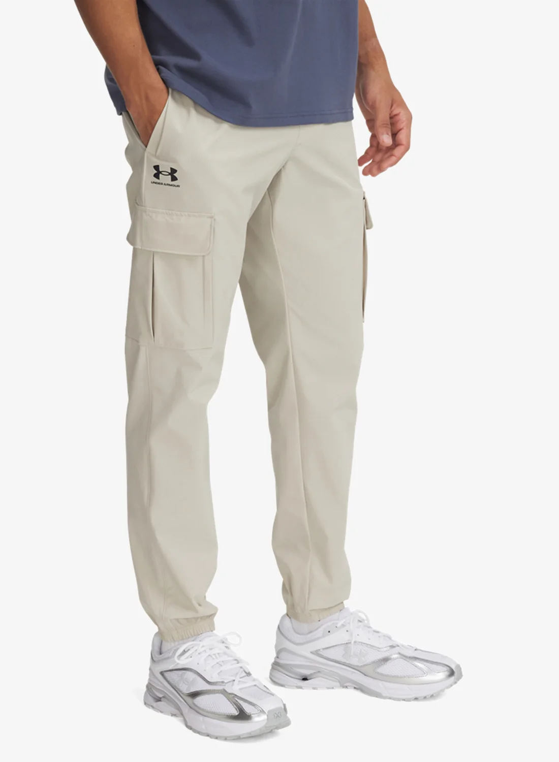 Athletic Woven Cargo Pants Premium Utility Trousers with Multiple Pockets for Men (Black, Large) vxutq