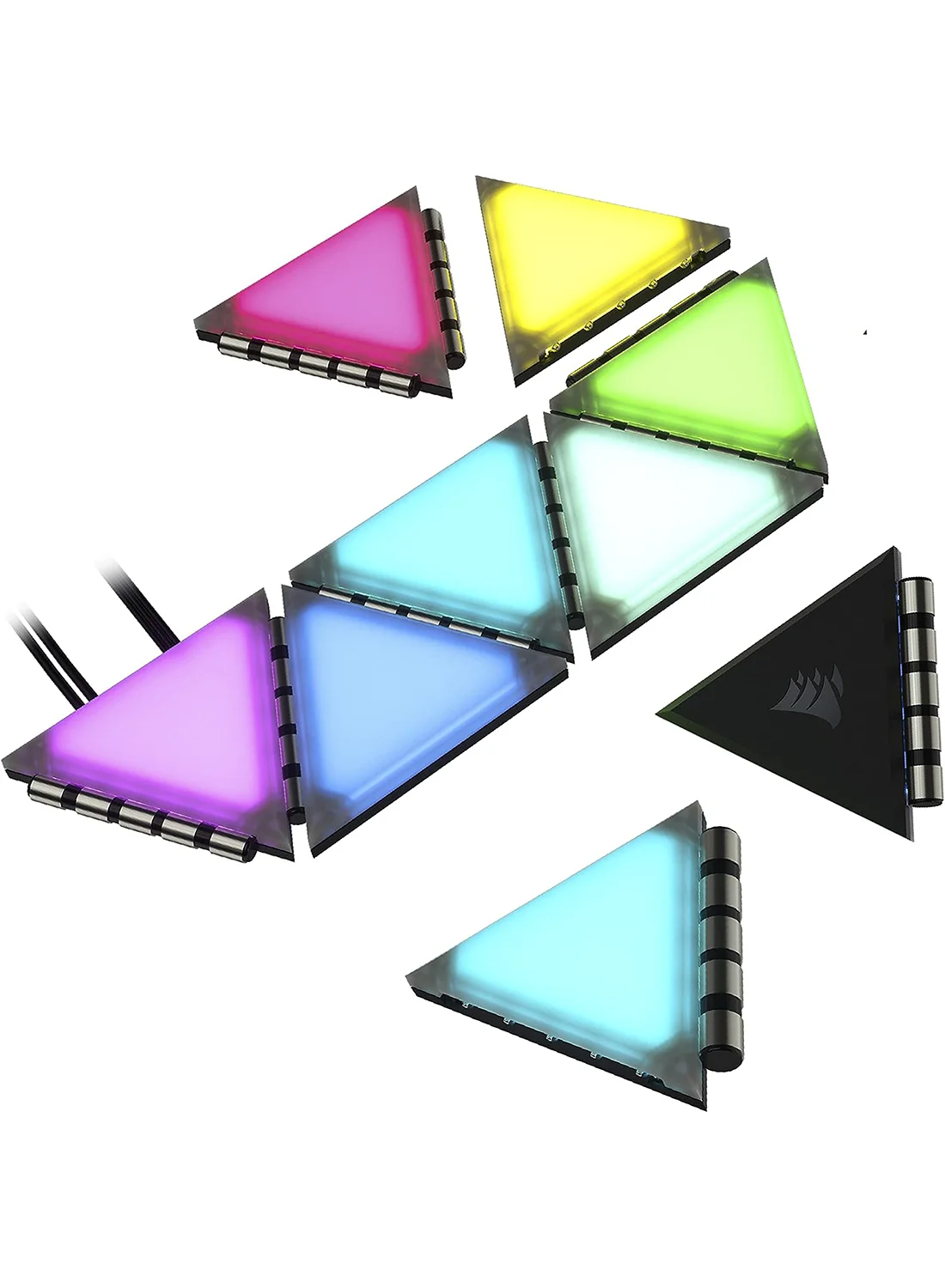 Premium Smart LED Case Lighting Triangles Starter Kit (9-Tile Set, RGB Customizable) 2ysfm