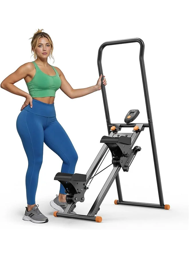 Max Strength Adjustable Foldable Stair Climber with LCD Display and Handlebar (Aluminum, 150 cm) lm4uv