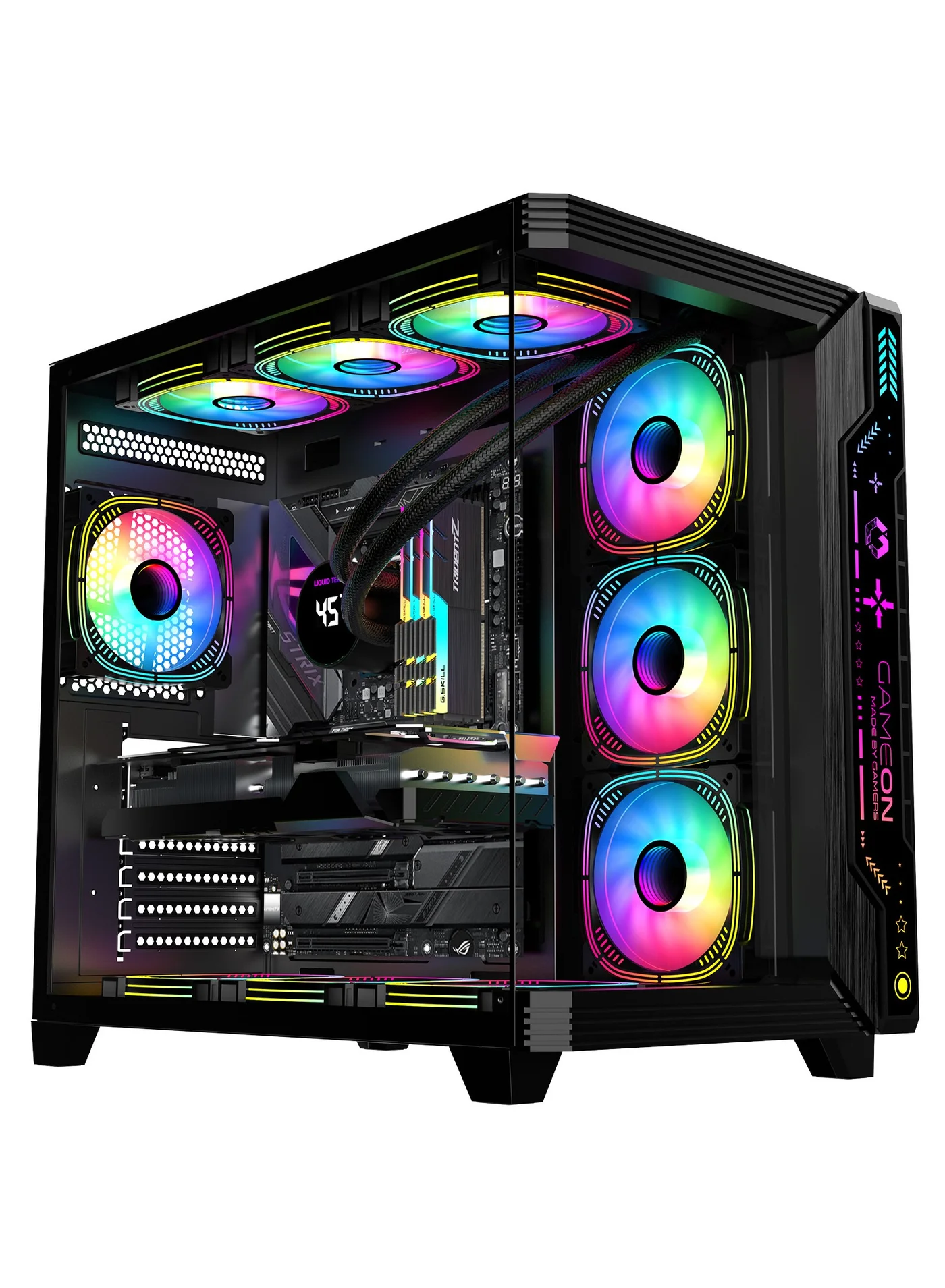 GAMEON PULSE-M Gaming PC Case Mid-Tower with Tempered Glass and ARGB Lighting (Black, ATX/M-ATX/ITX Support) fdd2z