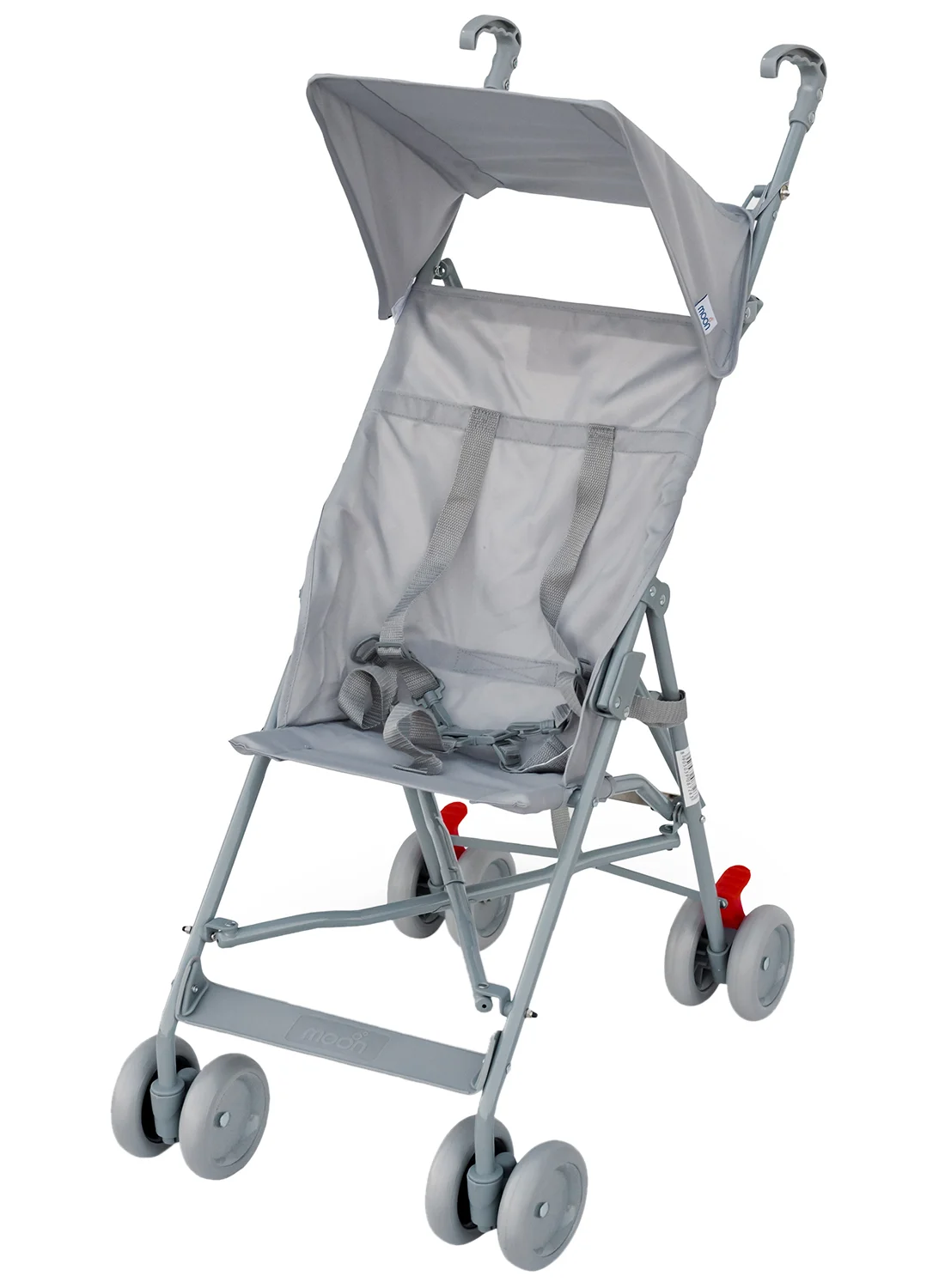 Moon Jet Baby Stroller Lightweight Compact Travel Buggy with Umbrella Fold and Wide Canopy (Light Grey, 16kg Capacity) gixmp
