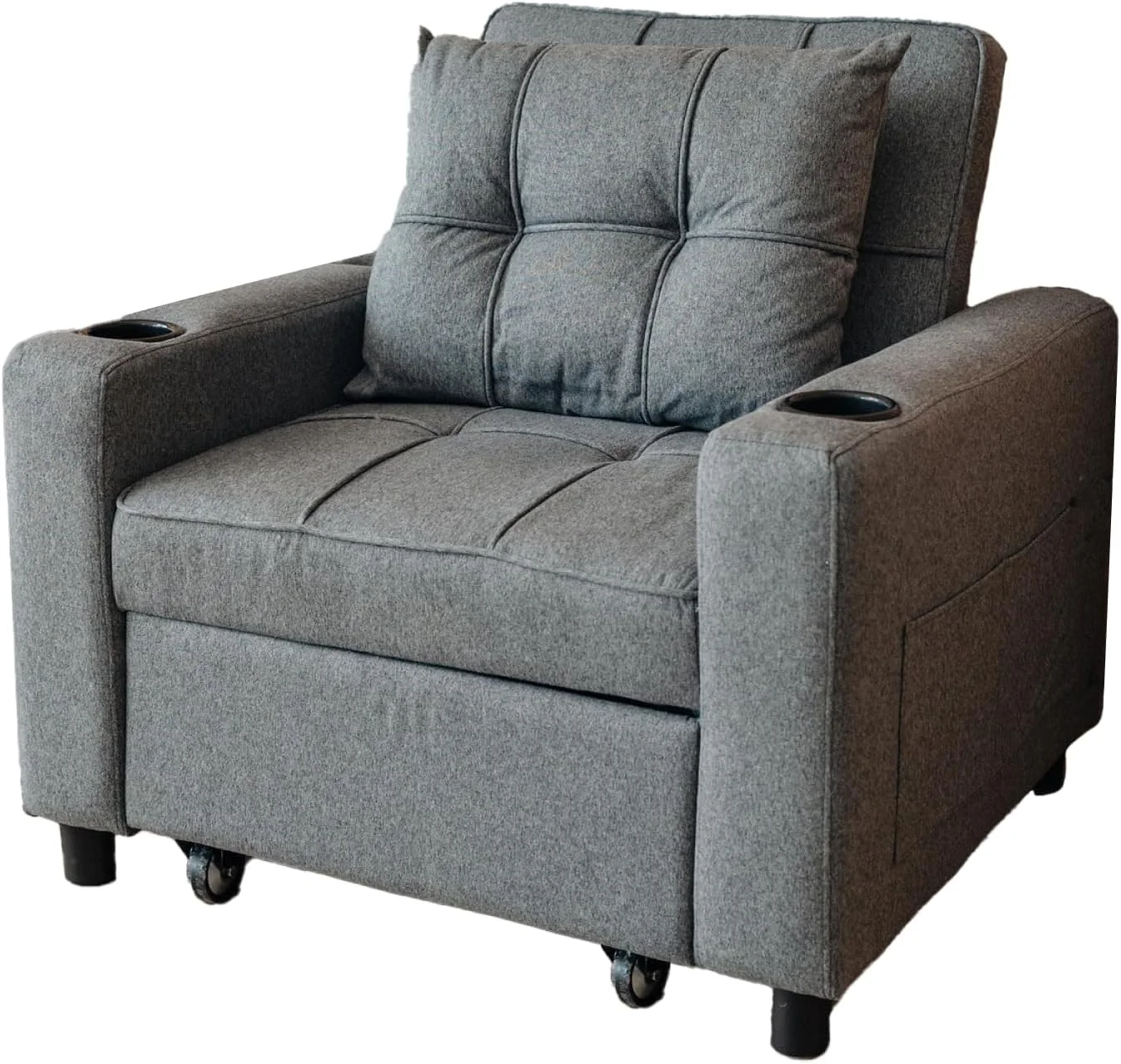 Sky Land 3-in-1 Convertible Sleeper Chair Bed with USB Charging Ports and Storage Pocket (Grey) 2t4gh