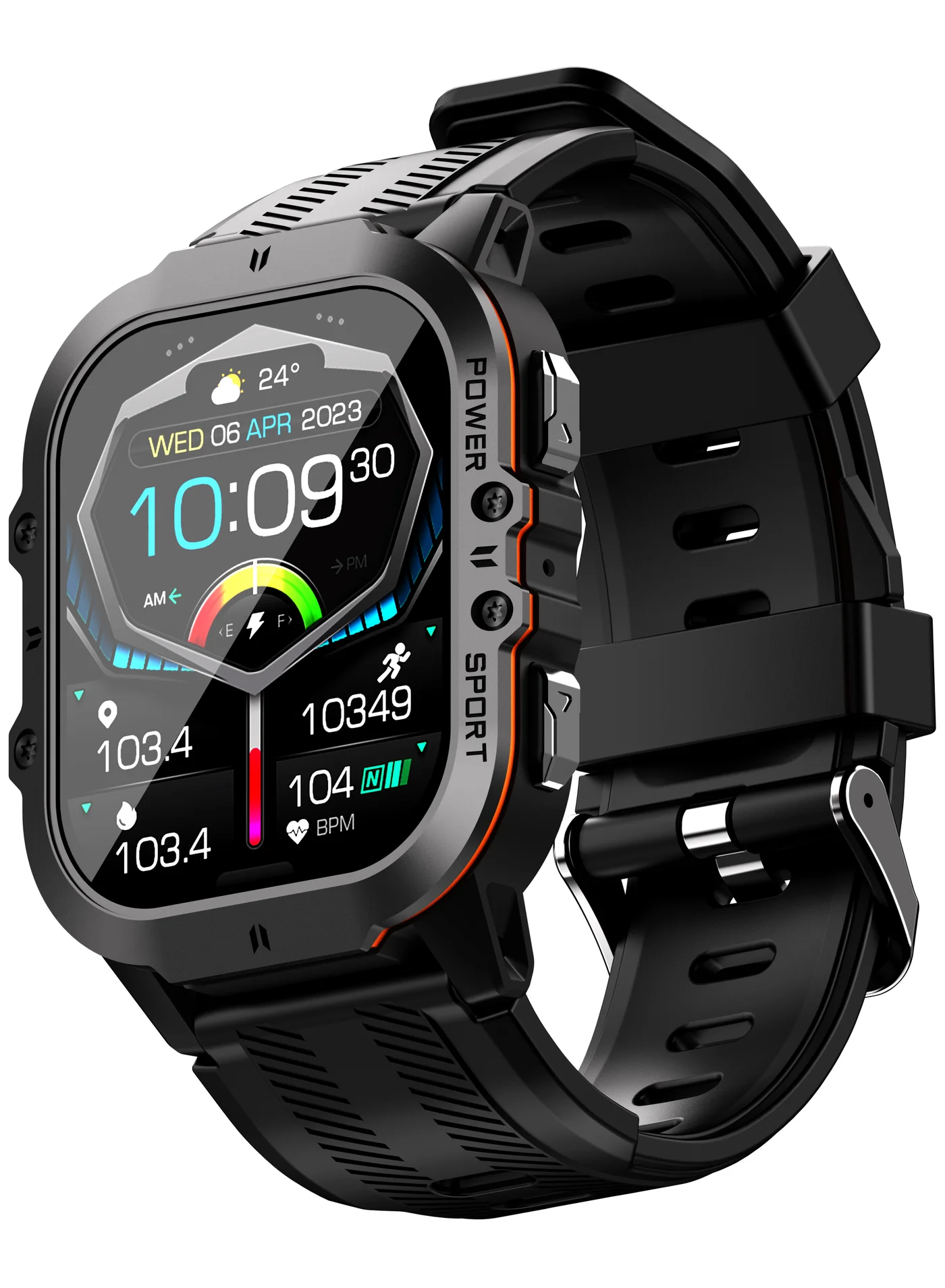 ArmFit Smartwatch For Men AMOLED Always-On Display Bluetooth Calling Waterproof Fitness Tracker (Black, 47 mm) 7y01j