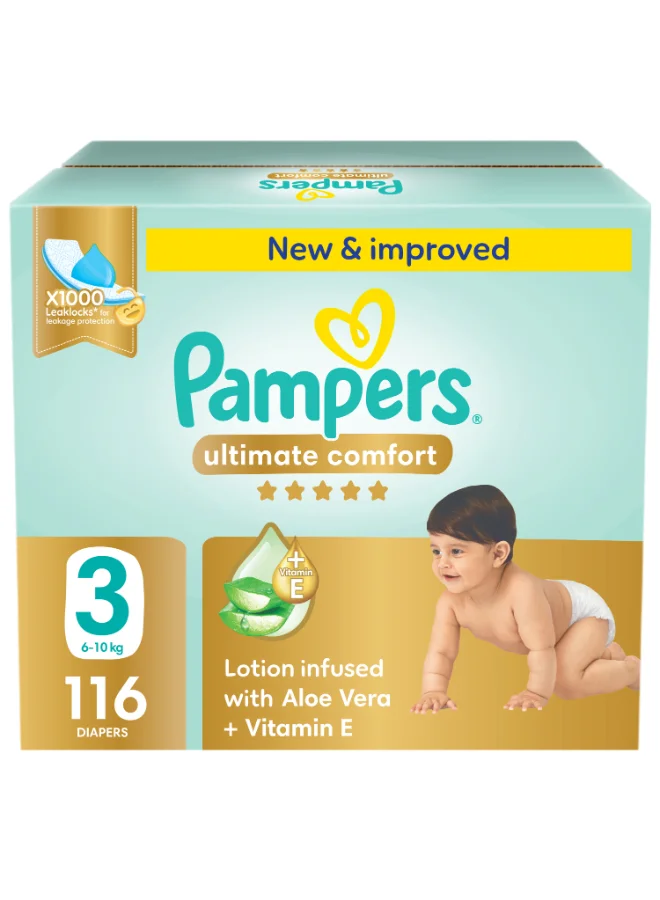 Ultimate Comfort Taped Diapers Size 3 for Babies 6-10 kg (116 Count) f8749