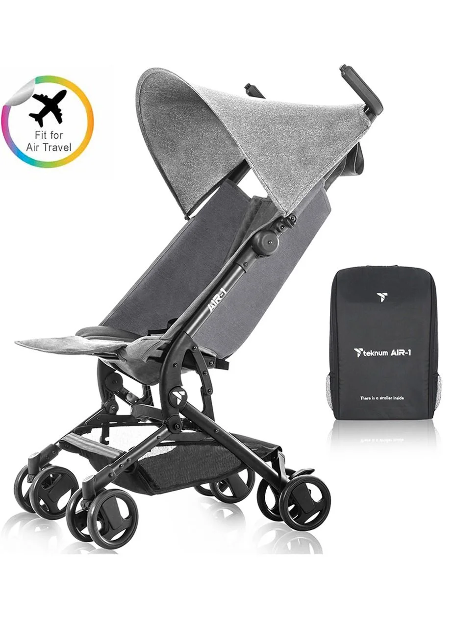 TEKNUM Air-1 Lightweight Travel Stroller with Carry Backpack (Grey, Compact Foldable Design) dzz2y