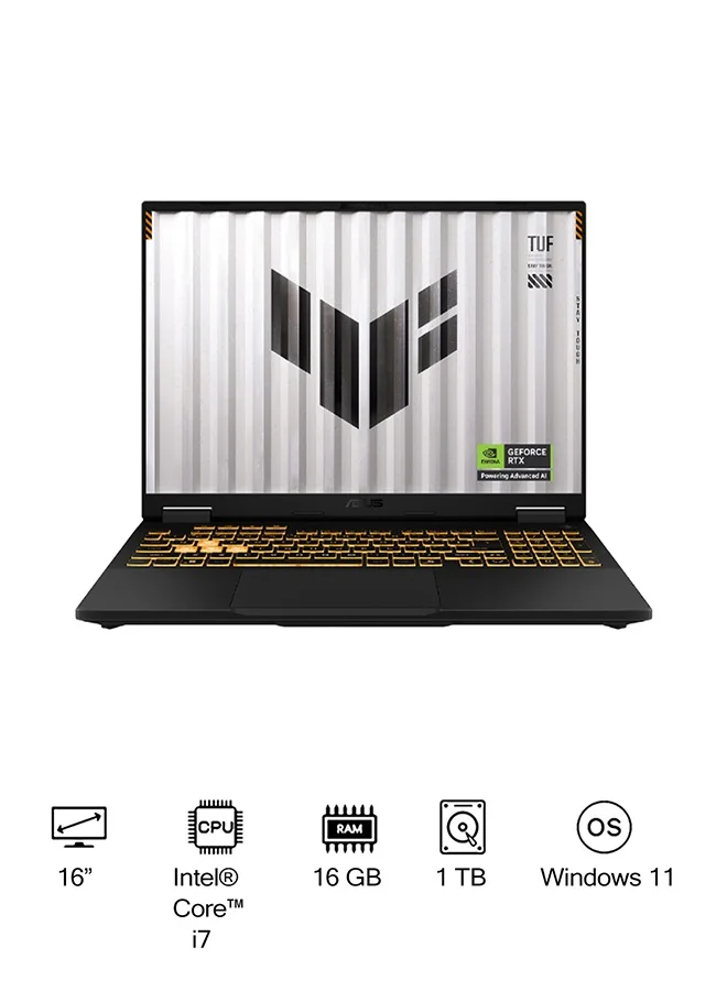 Premium 16-Inch Gaming Laptop, Intel Core i7-14650HX, 16GB RAM, 1TB SSD, 8GB Dedicated Graphics, Windows 11 Home, English/Arabic Keyboard (Jaeger Gray) ou886
