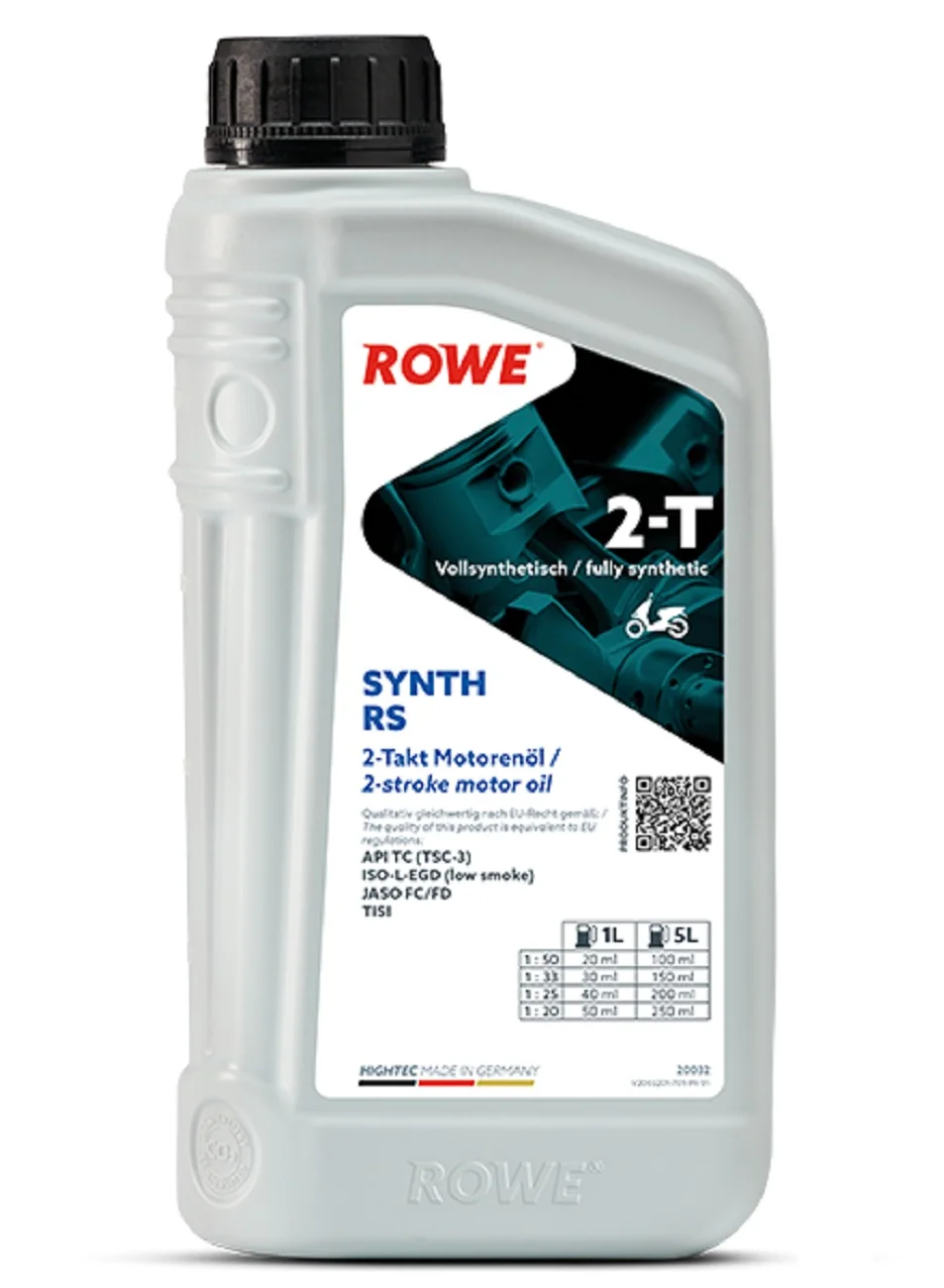 ROWE HIGHTEC SYNTH RS 2T Engine Oil Premium Synthetic Formula for High-Performance Motorcycles (1 L) 1v98i