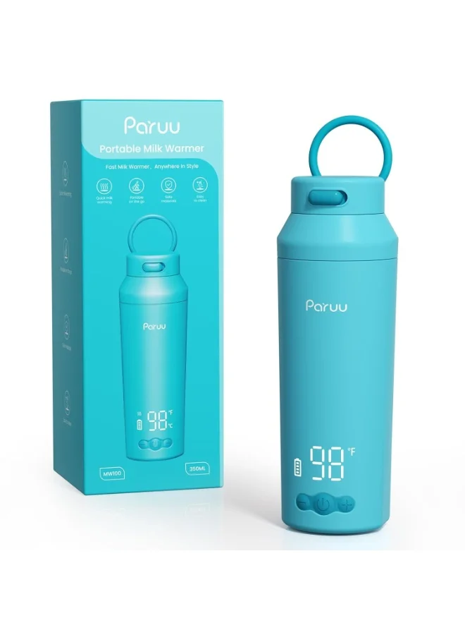 Paruu Portable Milk Warmer for Travel, Fast Heating with 7-Temp Control, Easy-Clean Design (355 mL) nsfzg