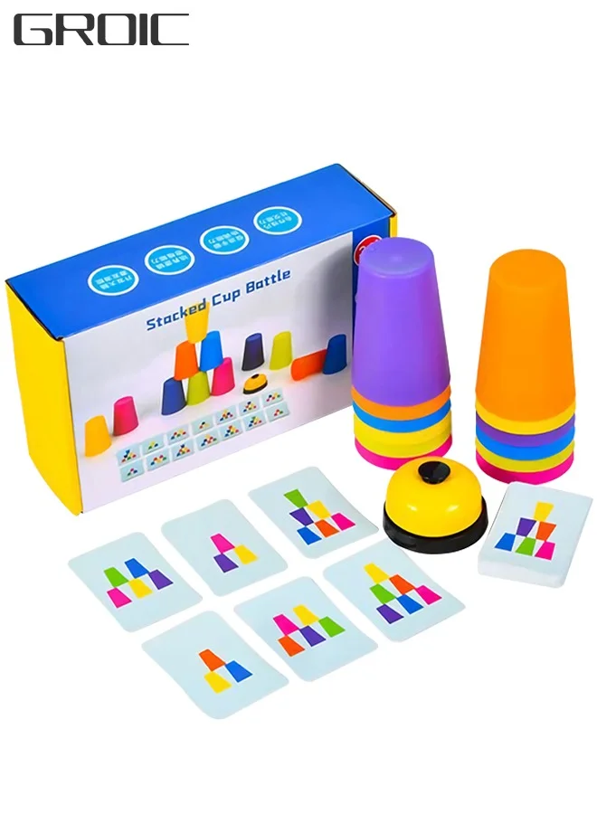 GROIC Portable Quick Cups Speed Stacking Game Set (Family Interactive Toy, Kids Educational Activity, 24 Pieces) gkfy1