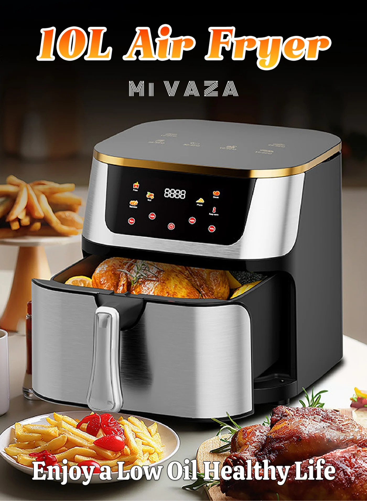 Mi VAZA Smart Air Fryer Digital Oven with Touch Control Panel (Silver, 10 L) bnxnn