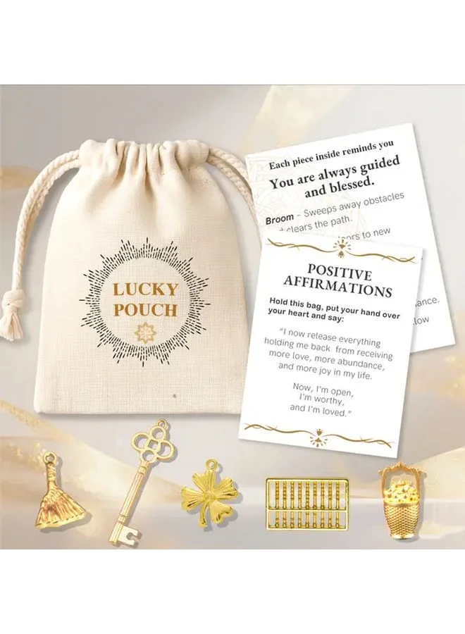 Spiritual Luck Pouch with Prosperity Affirmation Cards (Set of 1, 15 cm x 10 cm) dxy8d