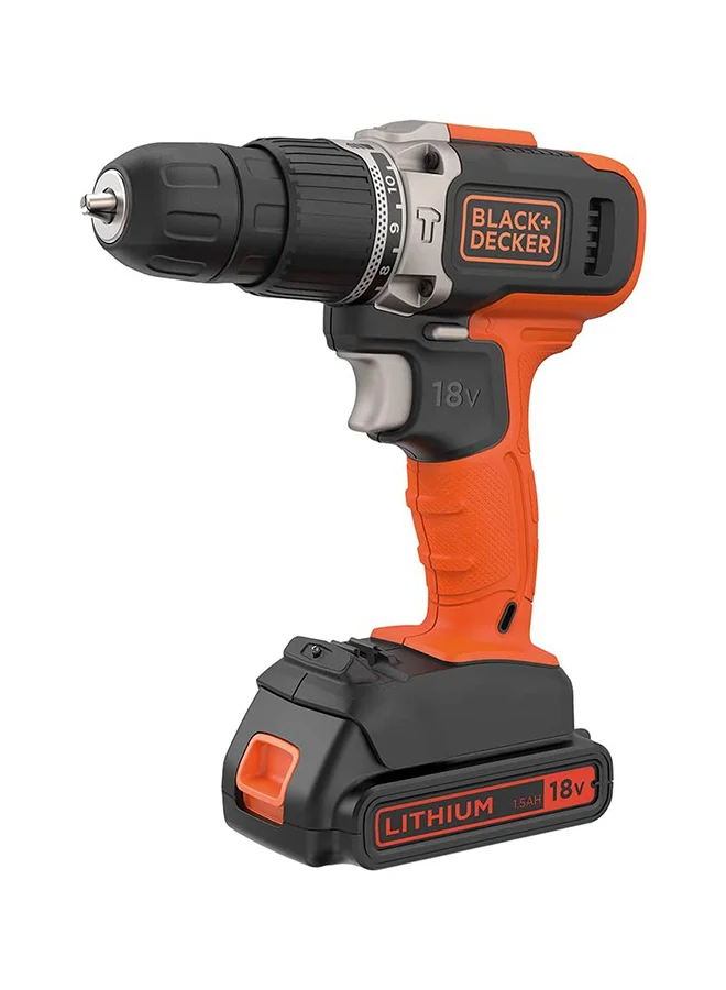Premium 18V Cordless Combi Hammer Drill Set with 2 Batteries and Kitbox for Metal, Wood, and Masonry (Orange/Black, 1.5Ah) 44kod