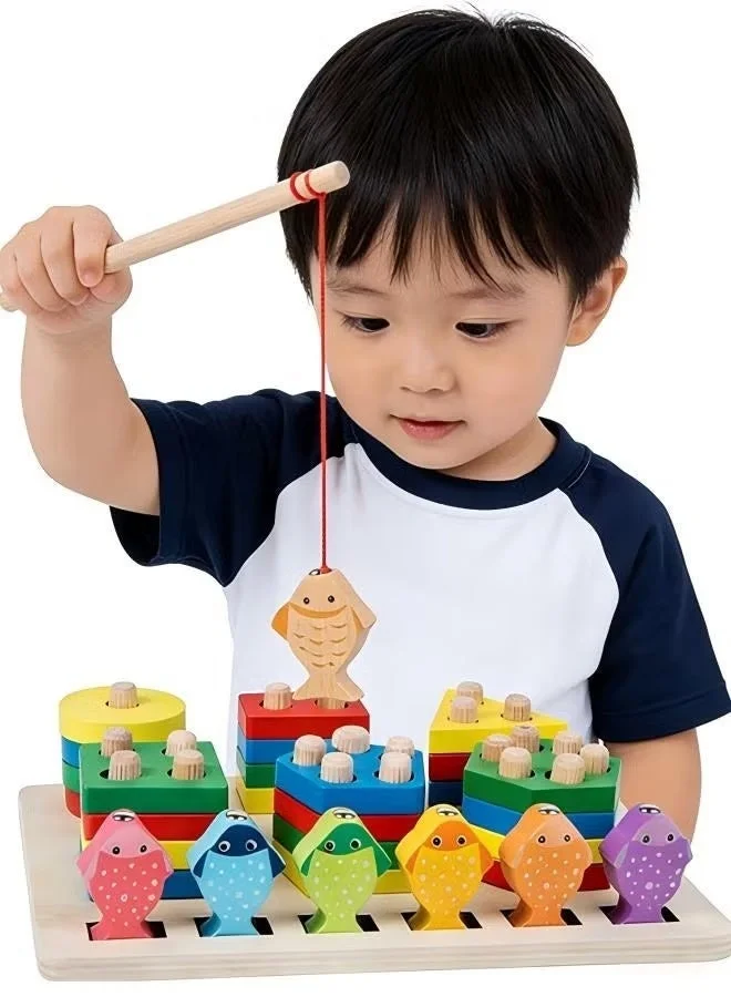 MIXDE Wooden Magnetic Fishing Game Educational Color Sorting Puzzle Set (For Kids, 25 cm) bplrp