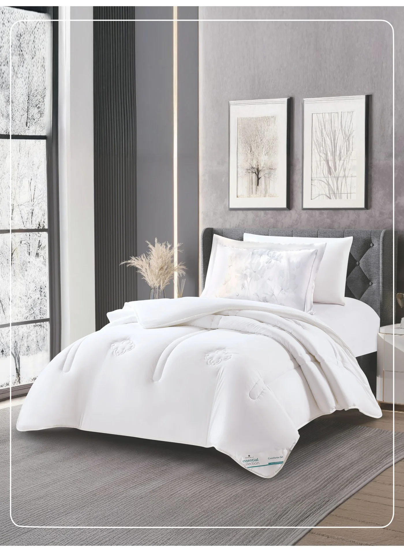 Donetella 4-Piece Quilted Comforter Set Digital Print Microfiber Bedding for Single Bed (120x200 cm) 3oer8