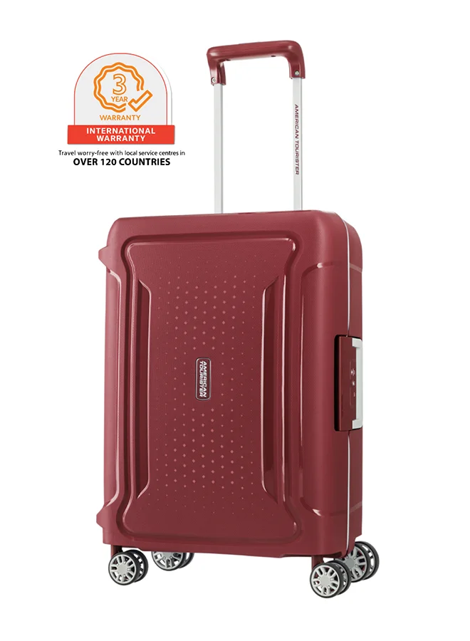 Premium Hard Shell Cabin Suitcase with 4 Spinner Wheels and 3-Point Locking System (Red, 55 cm) 5pf40