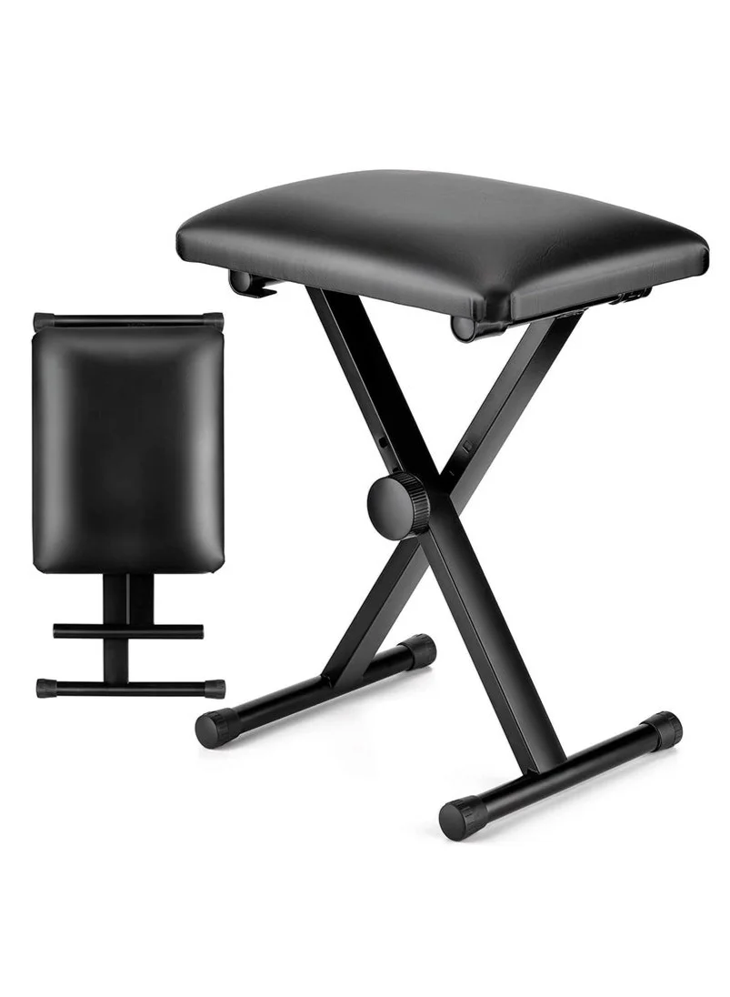WALALLA Adjustable Piano Keyboard Bench, X-Style Padded Folding Stool for Digital Keyboards and Pianos (Black, 50 cm Height) p8xu9