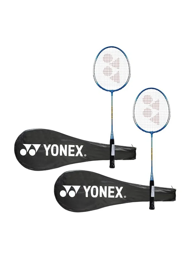 Premium Aluminium Badminton Racquet Set with Full Cover (Blue, Set of 2) lkb76