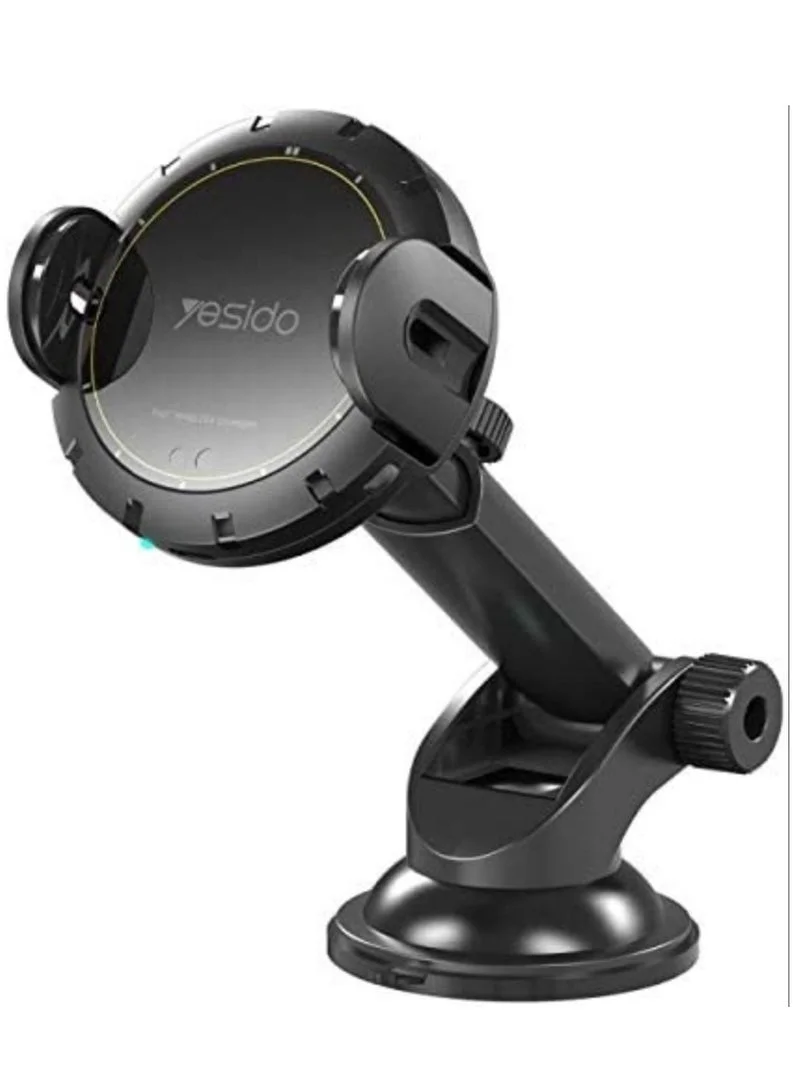 Yesido Car Charger Holder Mount for Smartphones Premium Adjustable Dashboard Phone Stand (Black, 15 cm) 3s1tm