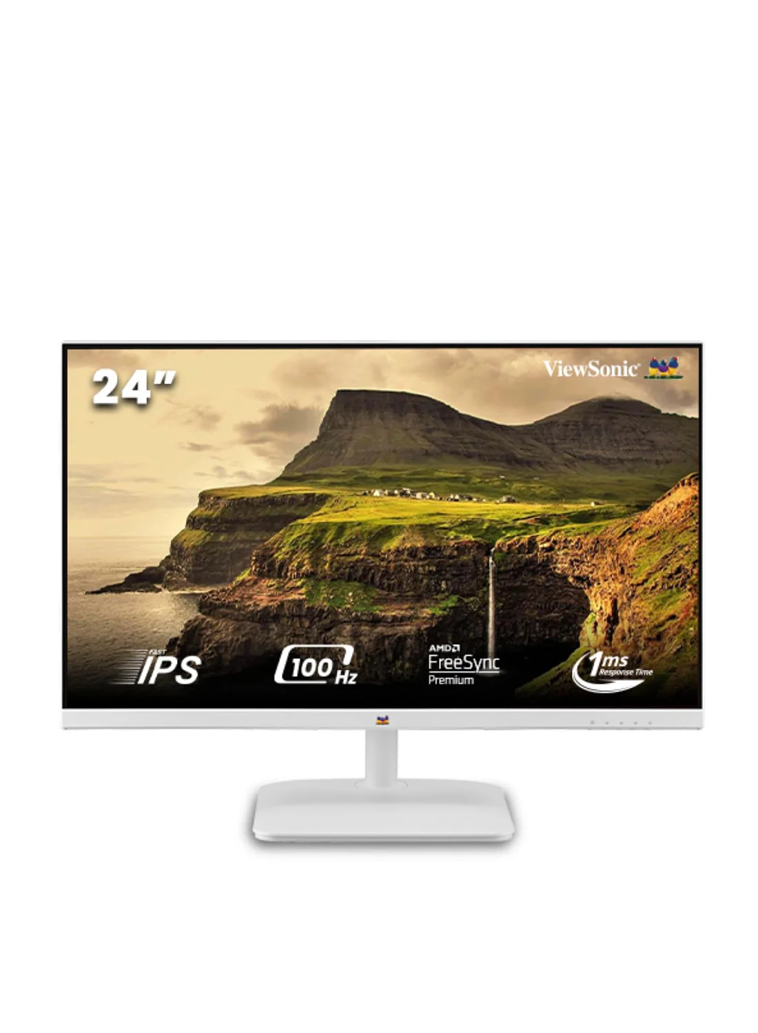 Premium 24 Inch Full HD IPS Monitor 100Hz 1ms Slim Bezel-less Display with Eye Care Technology (White, 24 Inch) qoqk3