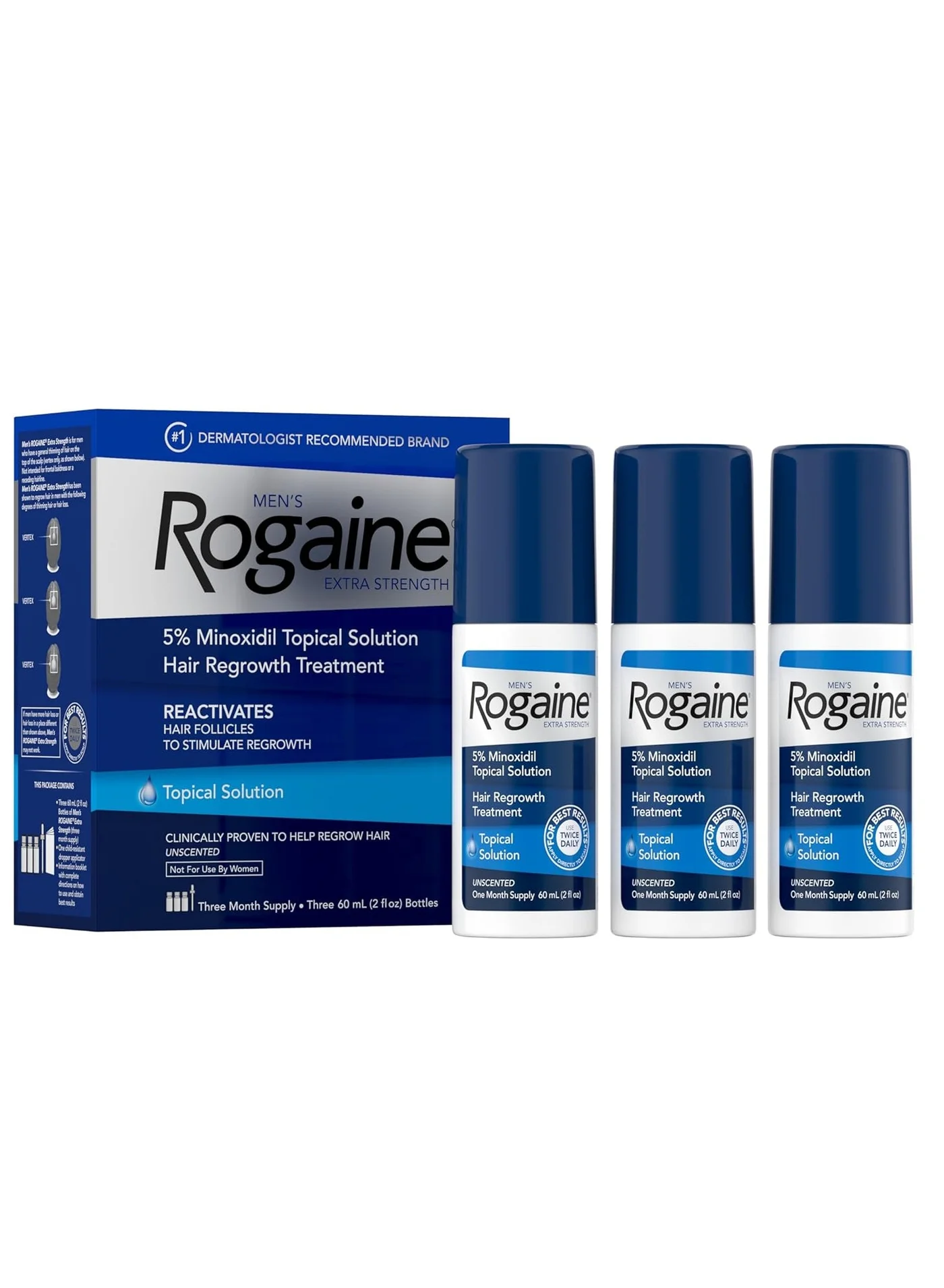 Premium Topical Hair Solution 5% Minoxidil Formula for Fuller-Looking Hair (For Men, 180 mL) vsuca